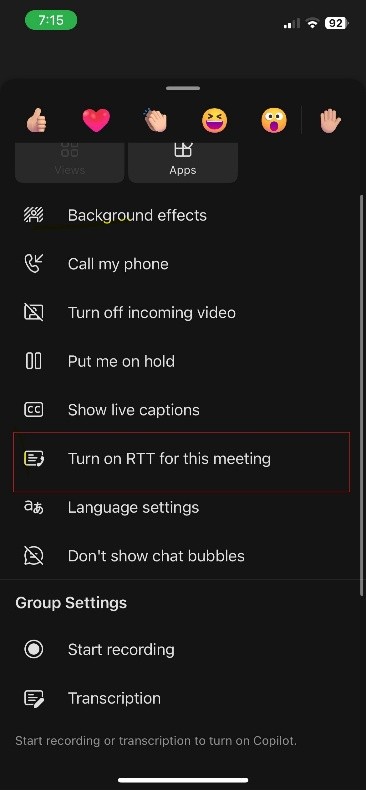 More actions for Teams meeting on iOS.