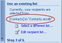 Mail merge data source