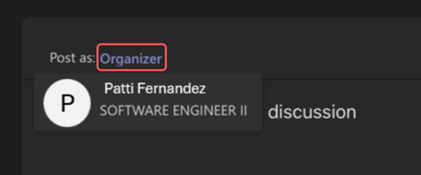 Screenshot of posting in Microsoft Teams Q&A as an organizer.