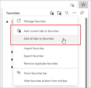 Add favorites from Favorites window