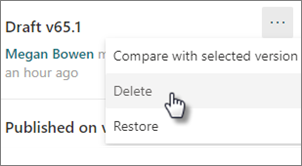 Delete version command