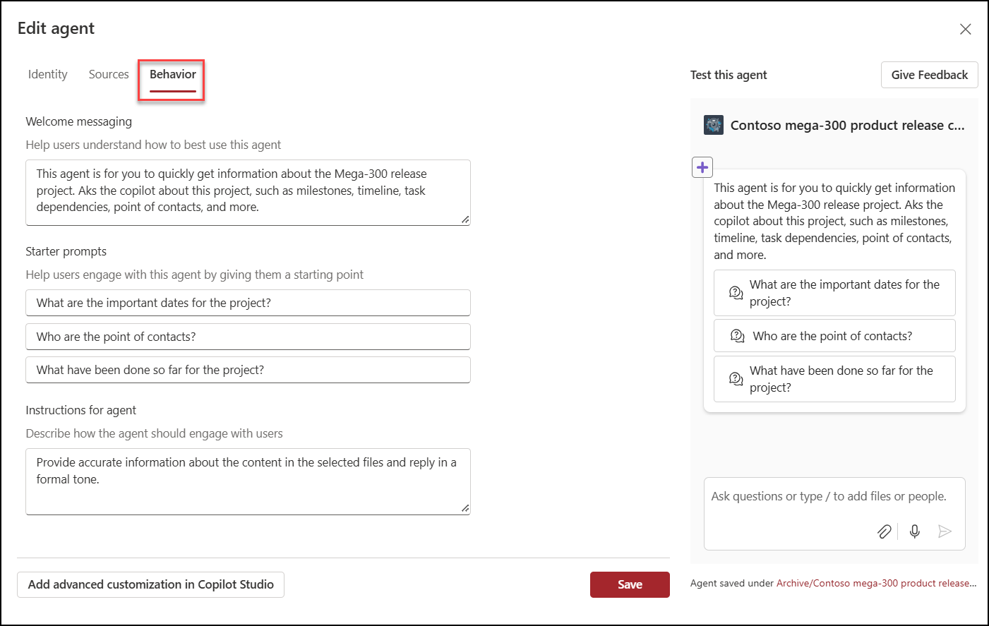 screenshot of editing copilot agent behavior