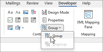Group control menu