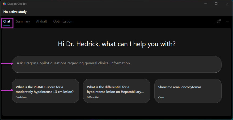 Chat feature in Dragon Copilot