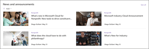 Screenshot of News web part