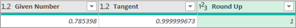 Adding a column to find the tangent of a number