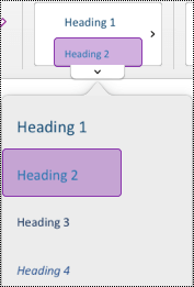 Heading style menu in OneNote for Mac,