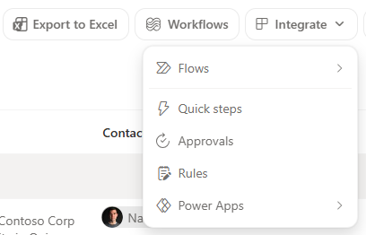 Dropdown menu to select Rules