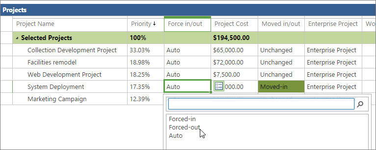 Choose Forced-in, Forced-out, or Auto.