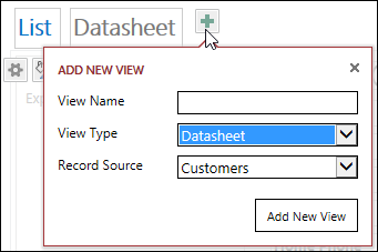 The Add New View dialog box