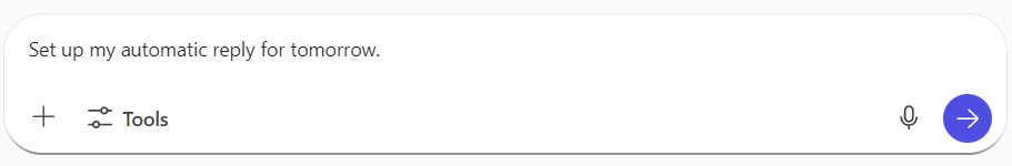 Screenshot of a prompt to create automatic replies in Copilot Chat