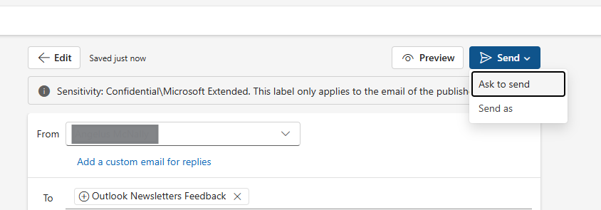 Newsletters Ask to Send