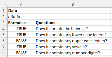 Using REGEXTEXT to answer various questions about the word 'alfalfa'
