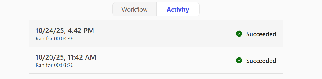 A screenshot of activity screen