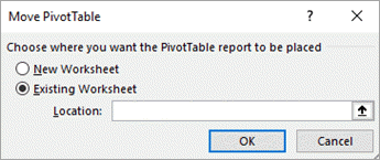 Move PivotTable dialog box