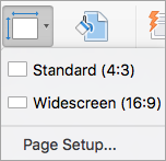 Shows the Slide Size menu