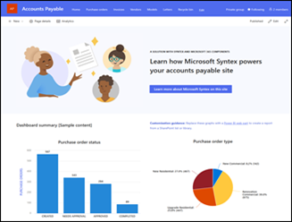 Preview of the Accounts payable site template.