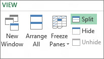 Split command in the ribbon