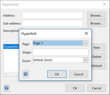 Hyperlink dialog box