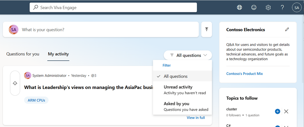 Select from this dropdown to filter what you see.