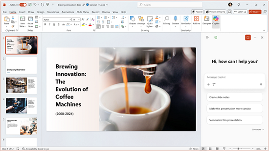 Screenshot of Copilot Chat in PowerPoint