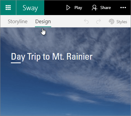 Sway Design tab.