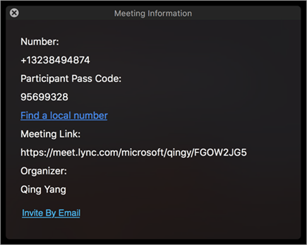 Invite users to a meeting through email