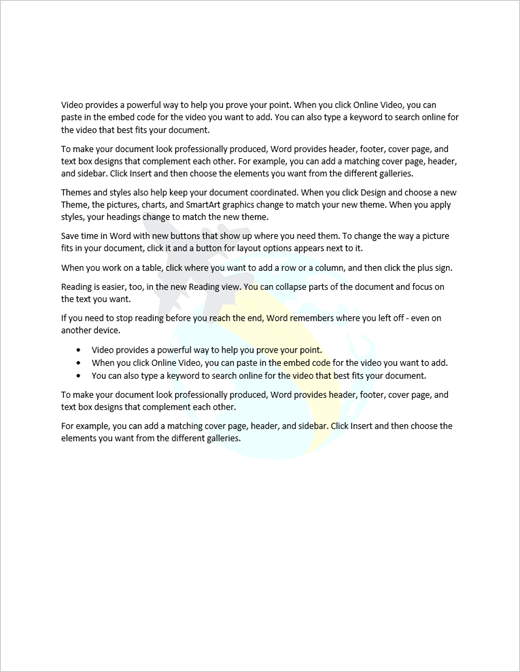 Example of a document with a picture watermark