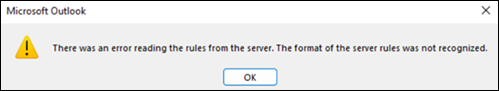 Reading rules error in Outlook