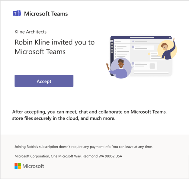 Teams Essentials email invite