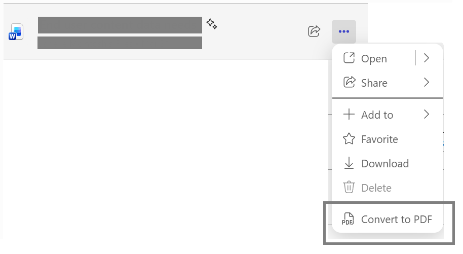Menu item showing Convert to PDF