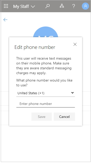 Edit a staff member phone number in My Staff
