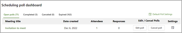 Image of scheduling poll dashboard.