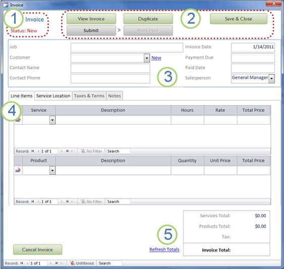 Invoice Details form